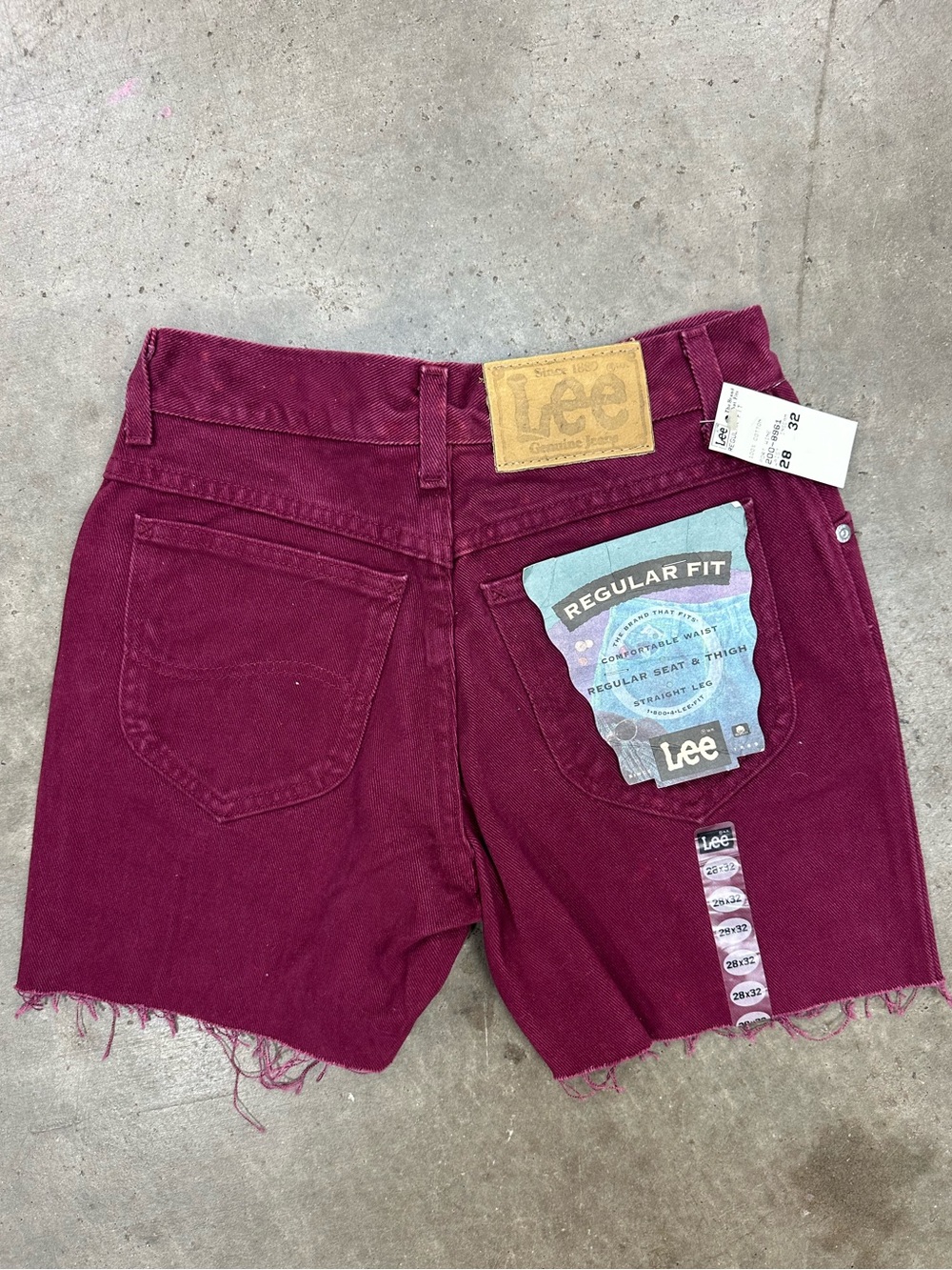 Women’s 90’s Deadstock Lee Jeans Maroon Cutoff Shorts